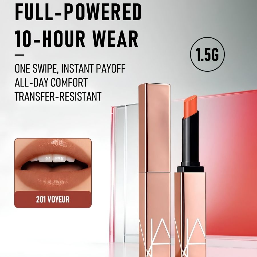 Son Dưỡng Nars Afterglow Sensual Shine Lipstick #201 Voyeur 1.5g – Sắc Cam Đất Tự Nhiên, Cho Đôi Môi Căng Bóng