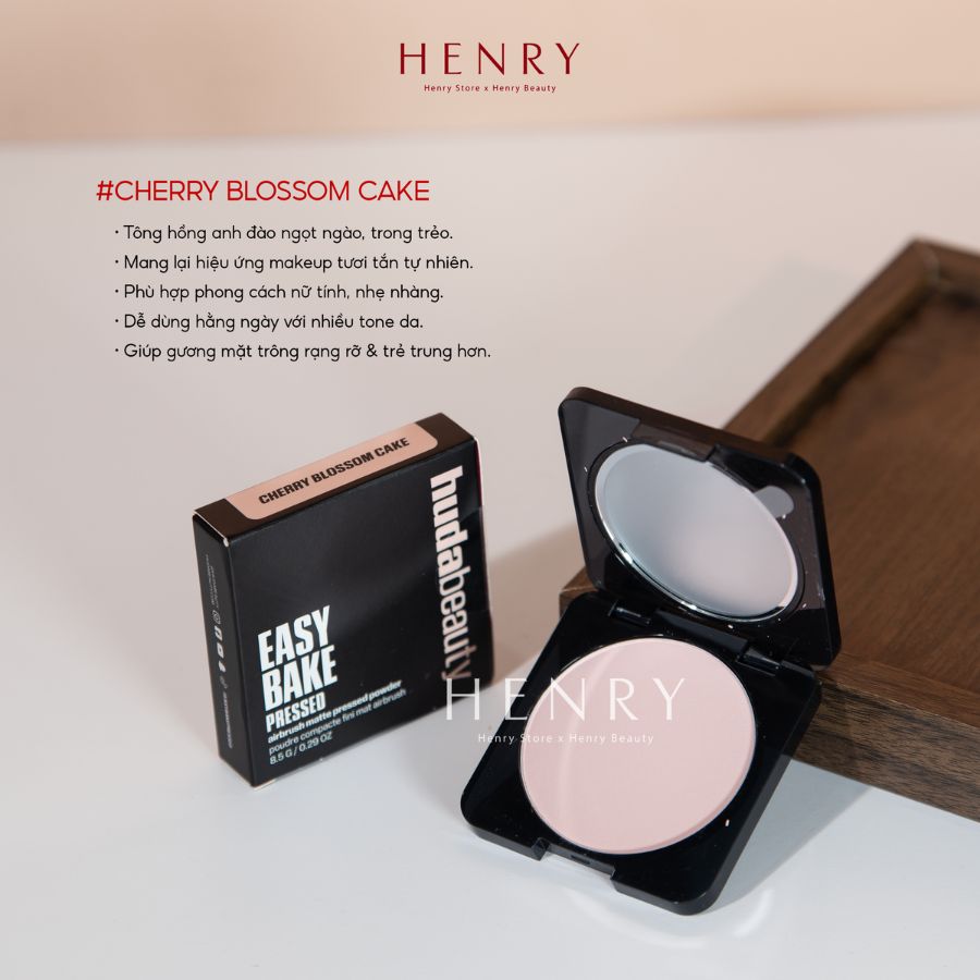 [Fullsize] Phấn Phủ Nén Huda Beauty Easy Bake Pressed Powder 8.5g #Peach Cupcake Kiềm Dầu, Hiệu Chỉnh Sắc Tố Da Tươi Tắn
