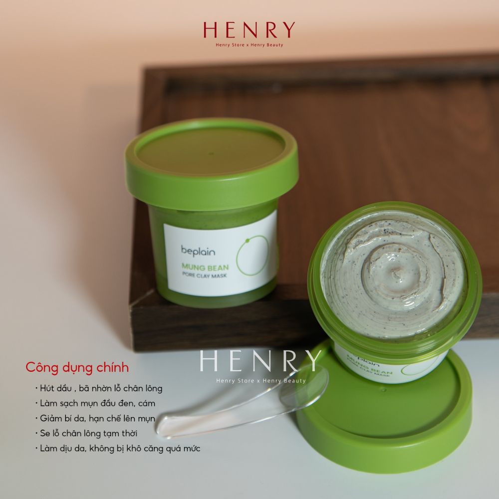 Mặt Nạ Đất Sét Đậu Xanh Beplain Mung Bean Pore Clay Mask 120ml + Tặng Kèm 3 Serum Đậu Xanh (1ml x 3)