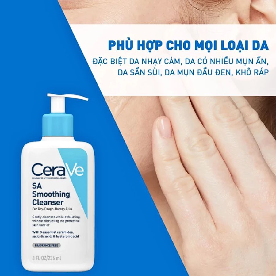 [Hàng Công Ty] Sữa Rửa Mặt CeraVe SA Smoothing Cleanser 236ml Giải Pháp Cho Da Sần Sùi, Mụn Ẩn