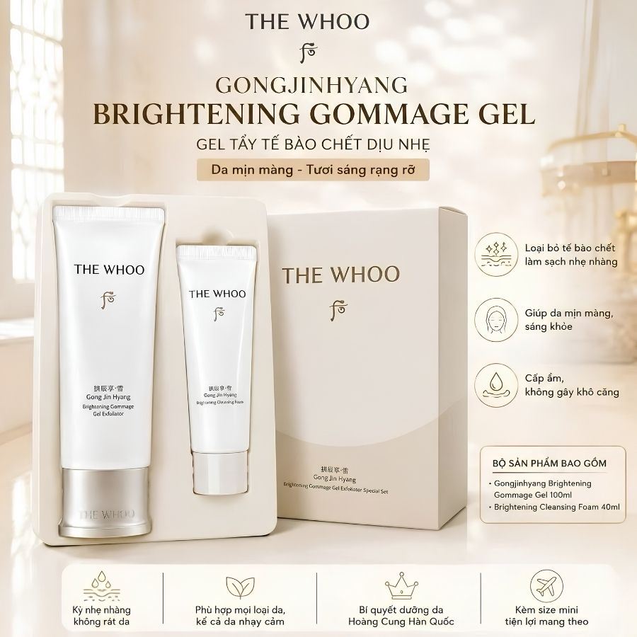 Set Tẩy Da Chết + Sữa Rửa Mặt The History Of Whoo Brightening Gommage Special Set – Làm Sạch Sâu, Hỗ Trợ Làm Sáng Da
