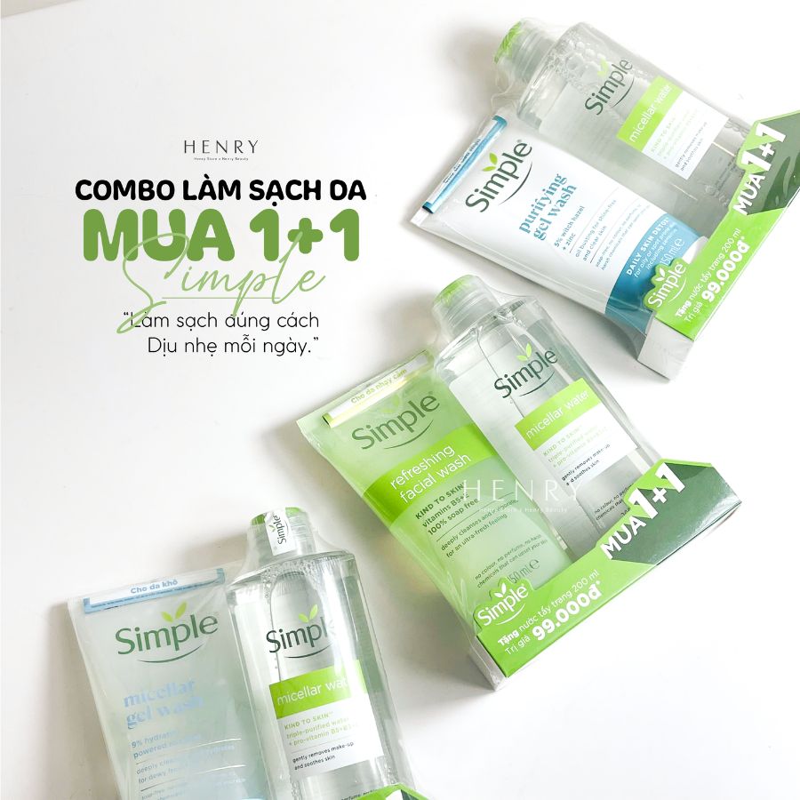 Set Làm Sạch Da Toàn Diện Simple Nước Tẩy Trang 200ml & Sữa Rửa Mặt 150ml