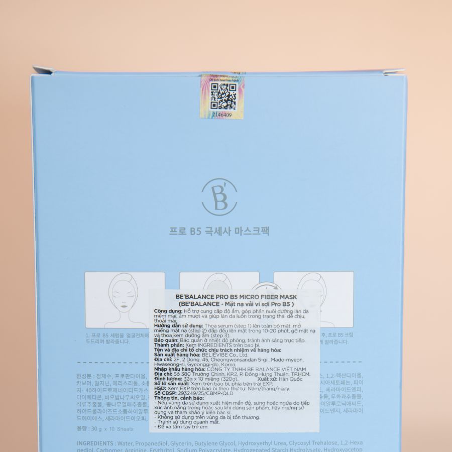 [Hàng Công Ty] Mặt Nạ Sợi Mảnh Be'Balance Micro Fiber Mask Phục Hồi & Trắng Sáng