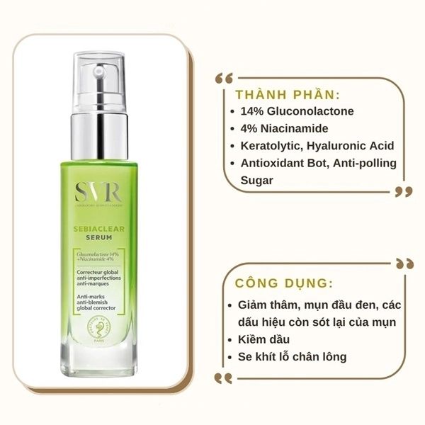 Serum SVR Sebiaclear Serum 30ml – Hỗ Trợ Giảm Mụn, Mờ Thâm & Làm Mịn Da