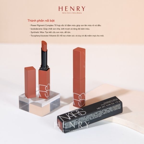 Son NARS Powermatte Lipstick #106 Dark Star – Nâu Caramel Pha Cam Hồng Cá Tính, Cuốn Hút