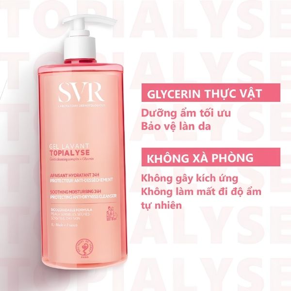 Sữa Rửa Mặt SVR Topialyse Hồng 400ml – Làm Sạch Dịu Nhẹ, Dưỡng Ẩm & Phục Hồi Hàng Rào Bảo Vệ Da