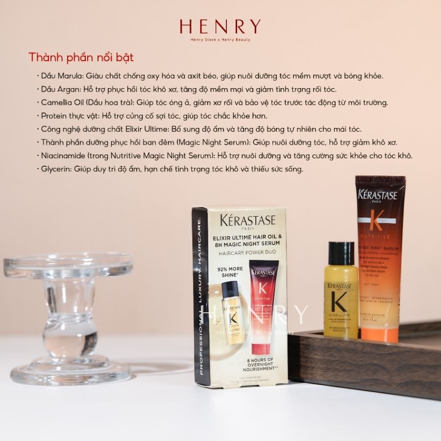 Set Serum & Dầu Dưỡng Tóc Kérastase 30ml + 15ml - Bộ Đôi Phục Hồi Tóc Khô Xơ, Dưỡng Mượt Chuẩn Salon
