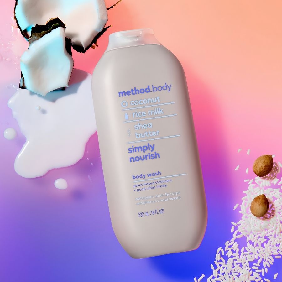 Sữa Tắm Method Simply Nourish Body Wash 532ml – Dưỡng Ẩm Từ Dừa & Sữa Gạo, Làm Sạch Dịu Nhẹ Cho Mọi Loại Da