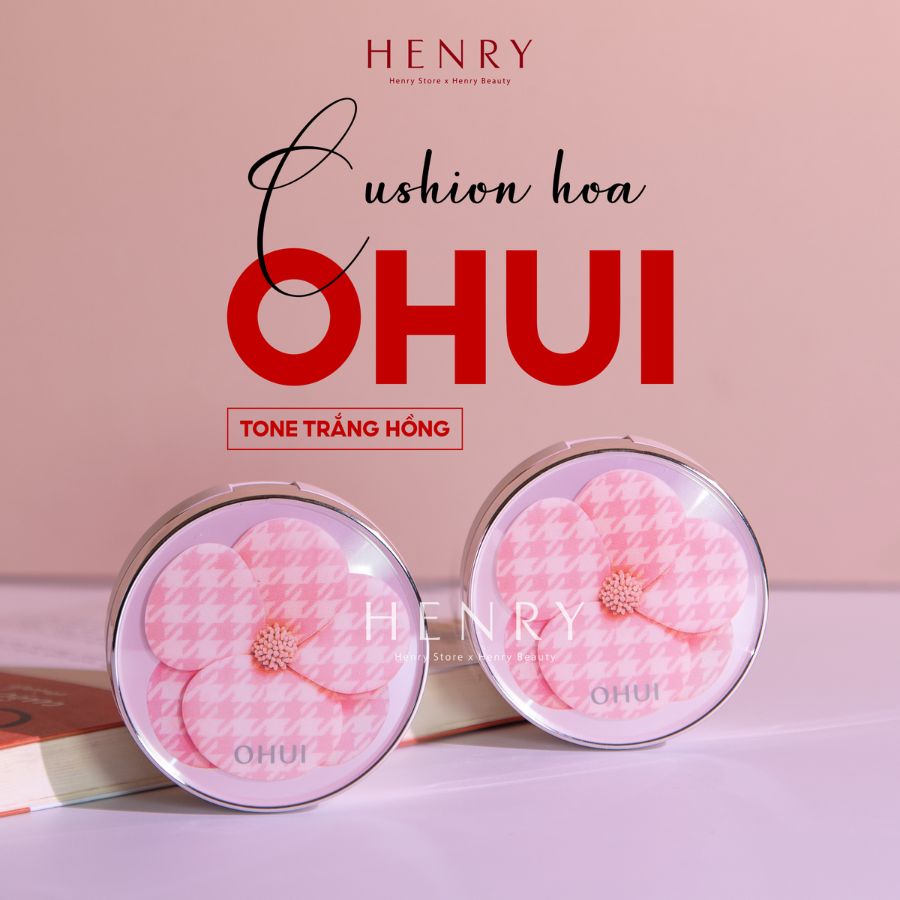 [Tách Set/ Nobox] Phấn Nước Ohui Ultimate Cover Cushion Moisture Flower Limited Edition 2026 Tone Trắng Hồng