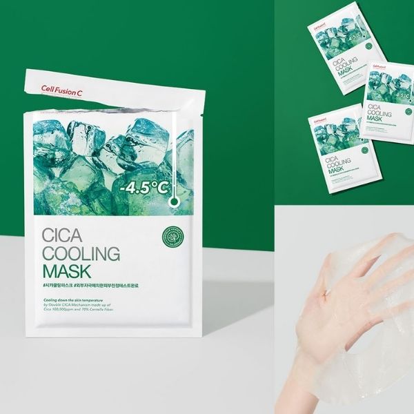 Mặt Nạ Cell Fusion C Cica Cooling Mask 27g – Hộp 5 Miếng | Làm Dịu Da, Cấp Ẩm & Hỗ Trợ Chăm Sóc Da Mụn