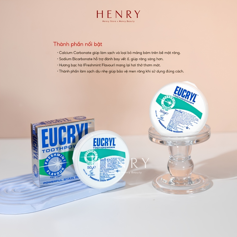 Bột đánh trắng răng Eucryl Toothpowder 50g