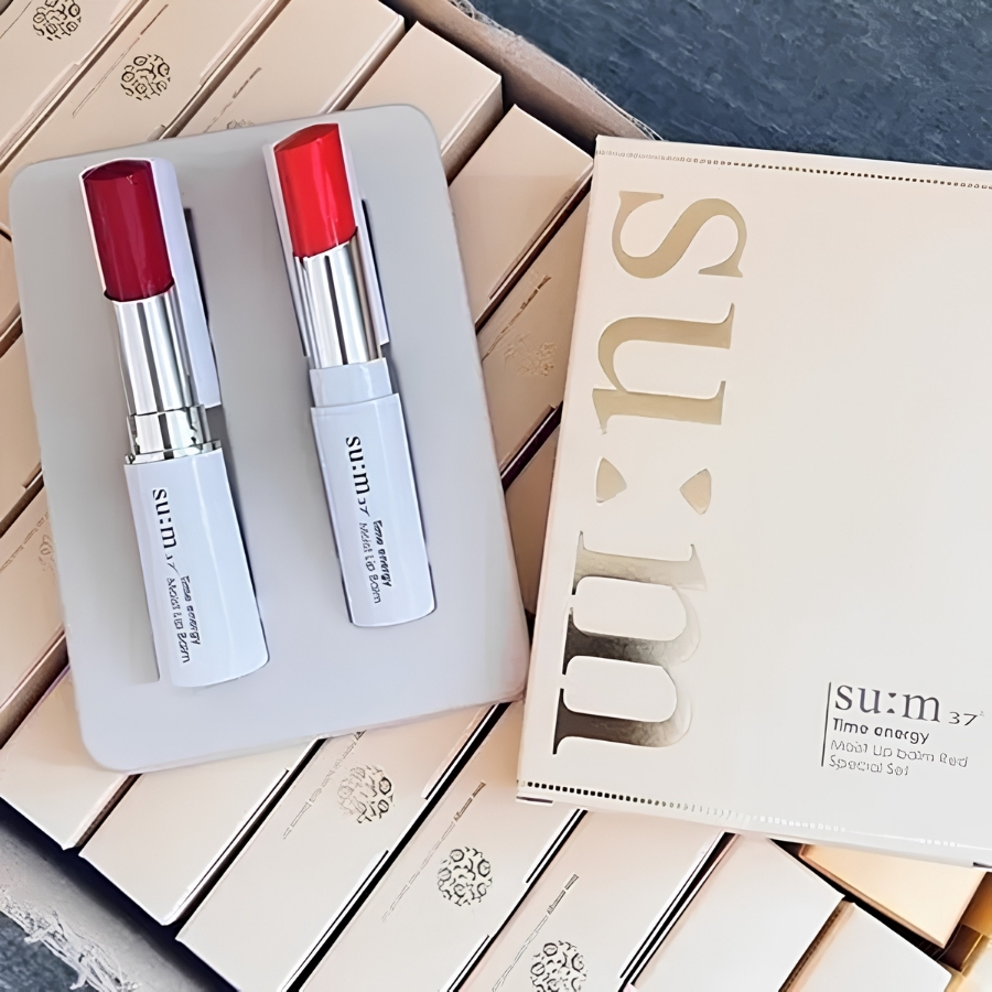 Set Son Dưỡng Môi Su:m37 Time Energy Moist Lip Balm Red Special (Red 5.5g+corad 3.5g)