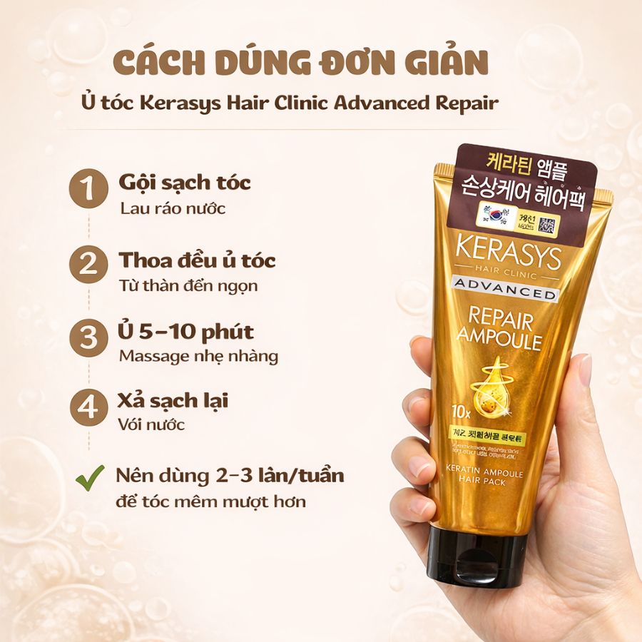 Ủ Tóc Kerasys Advanced Repair Ampoule Hair Pack 150ml Phục Hồi Tóc Hư Tổn Chuyên Sâu