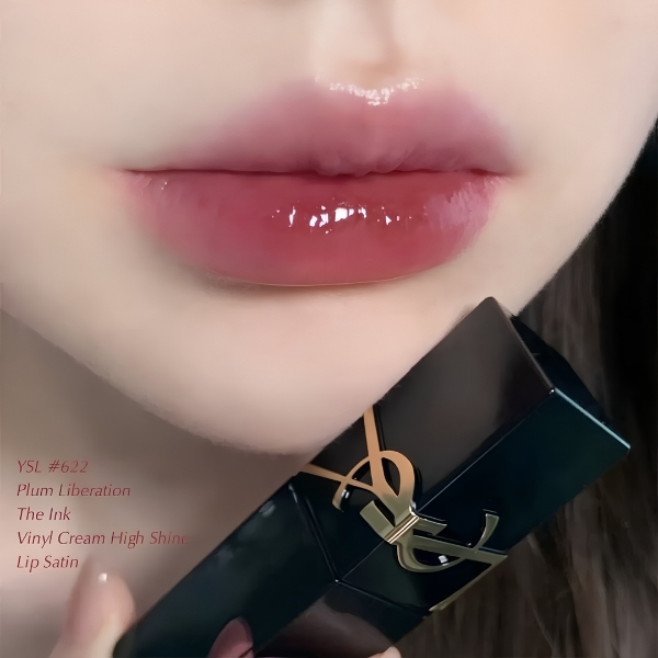 Son YSL The Inks Vinyl Cream #622 Plum Liberation – Son Kem Bóng Màu Hồng Mận Sang Trọng