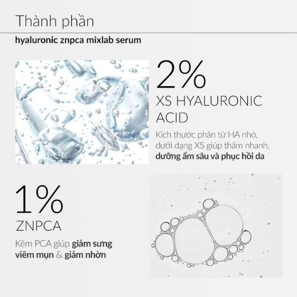 Serum Ekseption Hyaluronic ZnPCA Mixlab 75ml – Kiềm Dầu, Hỗ Trợ Giảm Mụn & Cấp Ẩm Cho Da Dầu
