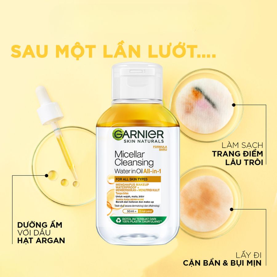 [Hàng Công Ty] Nước Tẩy Trang Garnier Làm Sạch Sâu Mini 50ml