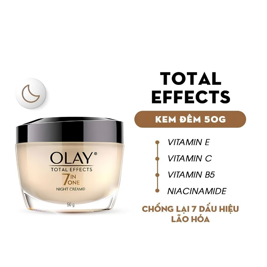 [Hàng Công Ty] Kem Dưỡng Da Ban Đêm Olay Total Effects 7 In One Night Cream 50g – Hỗ Trợ Ngăn Ngừa 7 Dấu Hiệu Lão Hóa Da