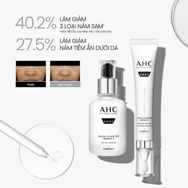 Serum AHC Pro Shot GlutA-ctivation Bright 3 Intra 40ml – Dưỡng Sáng, Mờ Thâm Nám & Cải Thiện Da Xỉn Màu
