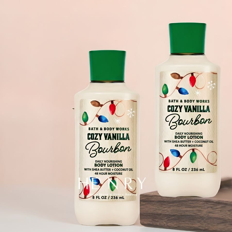 Sữa Dưỡng Thể Hương Nước Hoa Bath & Body Works Cozy Vanilla Bourbon 236ml Hương Vanilla Ngọt Ngào, Ấm Áp & Sang Trọng