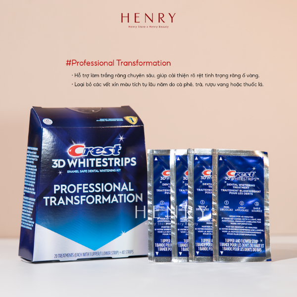[CHÍNH HÃNG + GÓI LẺ] Miếng Dán Trắng Răng Crest 3D Whitestrips Professional Transformation & Monthly Brightener – Trắng Sáng Chuẩn Nha Khoa Tại Nhà