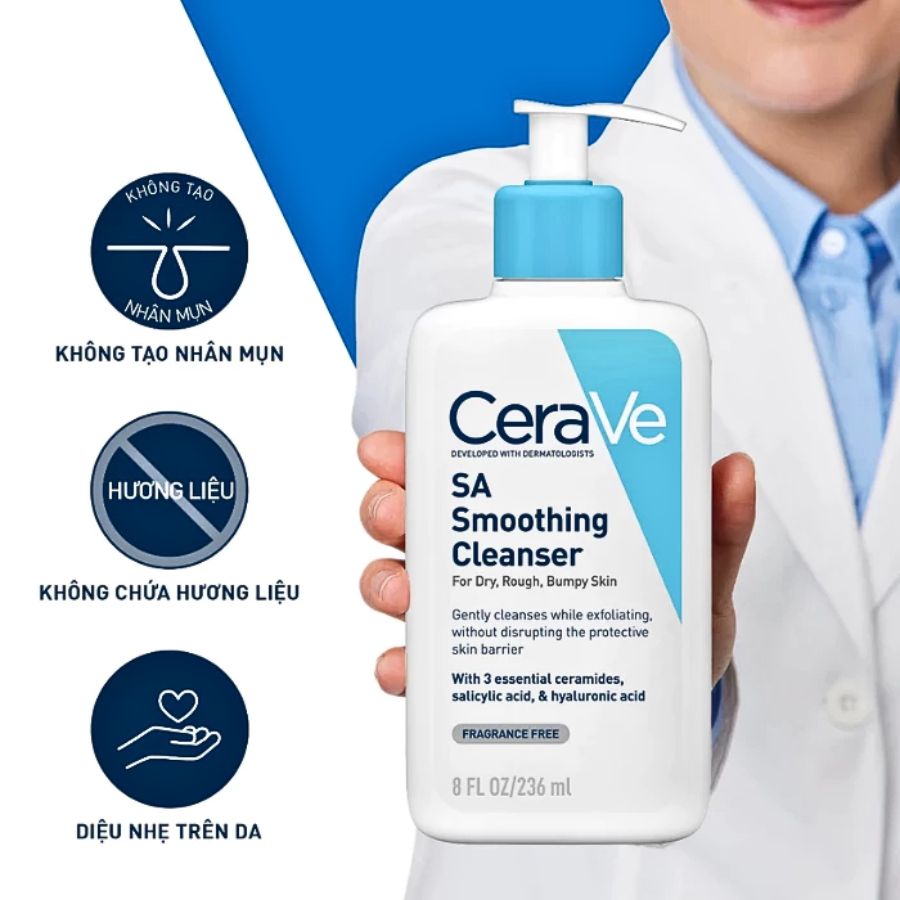 [Hàng Công Ty] Sữa Rửa Mặt CeraVe SA Smoothing Cleanser 236ml Giải Pháp Cho Da Sần Sùi, Mụn Ẩn