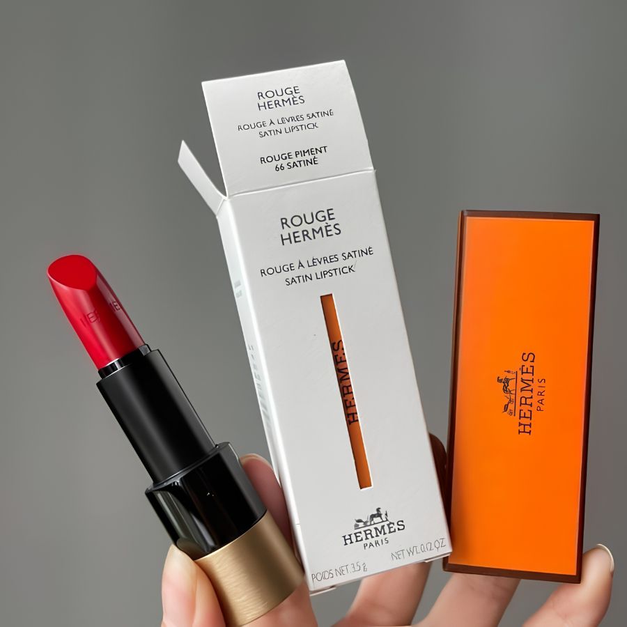[Fullsize] Son Lì Rouge Hermès Matte Lipstick 3.5g #64 Rouge Casaque Sắc Đỏ Tươi Thuần Khiết