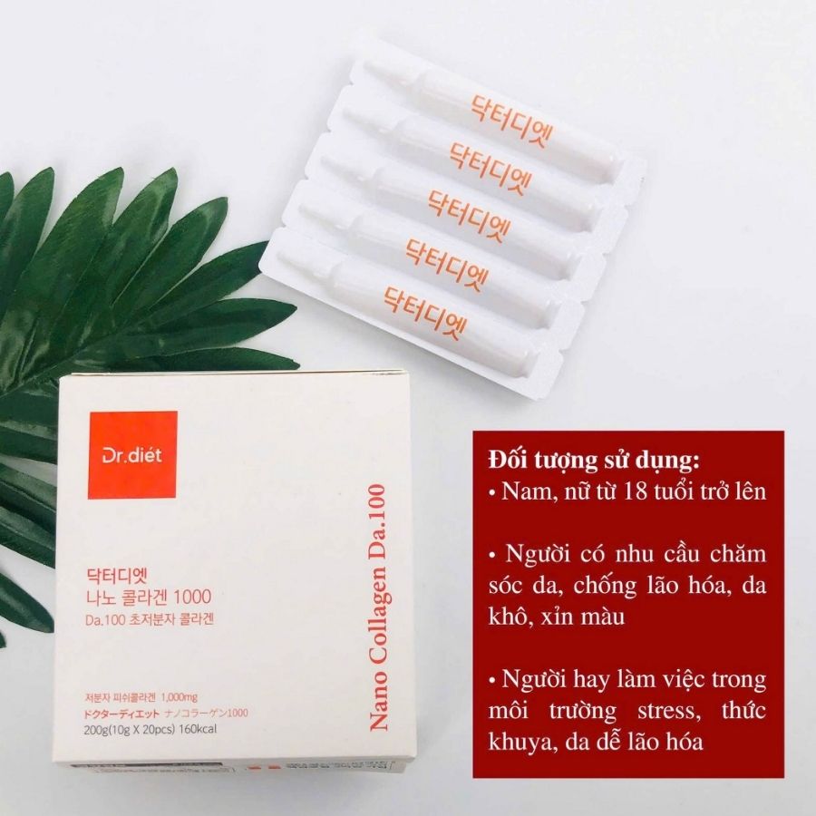 Nước Trắng Da Nano Collagen DA.100 Dr.Diet GC Hàn Quốc 200g – Bổ Sung Collagen, Hỗ Trợ Da Căng Mịn & Rạng Rỡ Từ Bên Trong