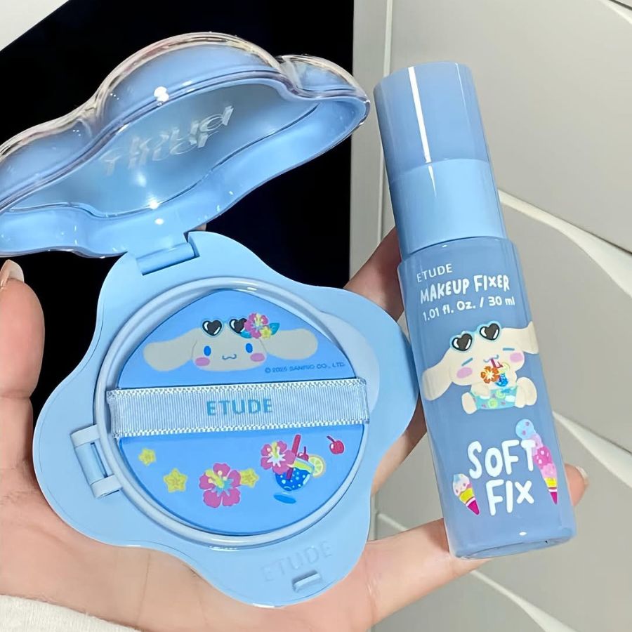 Set Cushion Etude House Cloud Filter (15g) + Xịt Khóa Makeup (30ml) Tone 19 Porcelain