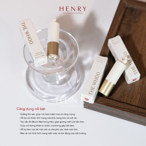 Son Dưỡng The Whoo Essential Lip Glow Balm Bloom Red 99 – Dưỡng Ẩm, Căng Mọng & Tô Điểm Sắc Môi Tự Nhiên