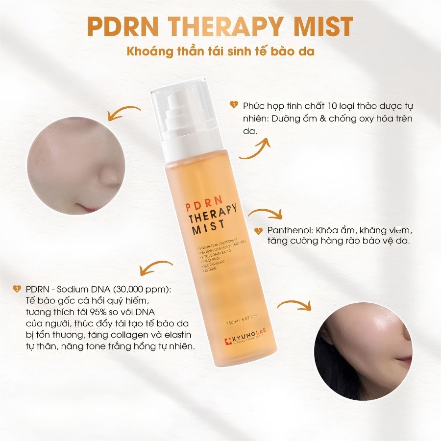 Xịt Khoáng Dưỡng Ẩm PDRN Therapy Mist Kyung Lab 150ml - Cấp Ẩm, Làm Dịu & Khóa Lớp Trang Điểm