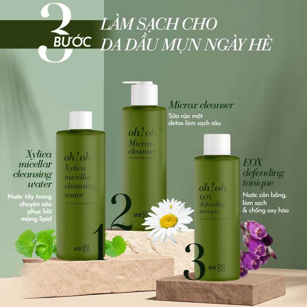 [Hàng công ty] Nước Tẩy Trang oh!oh! Xylica Micellar Cleansing Water Làm Dịu & Phục Hồi Màng Lipid 50ml