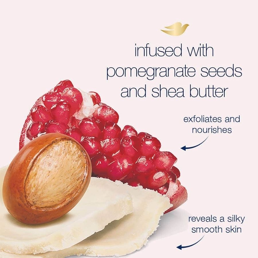 [Bản Mỹ] Tẩy Tế Bào Chết Dove Pomegranate Seeds & Shea Butter Body Scrub 425g – Làm Sạch Dịu Nhẹ, Dưỡng Ẩm & Hương Lựu Thơm Mát