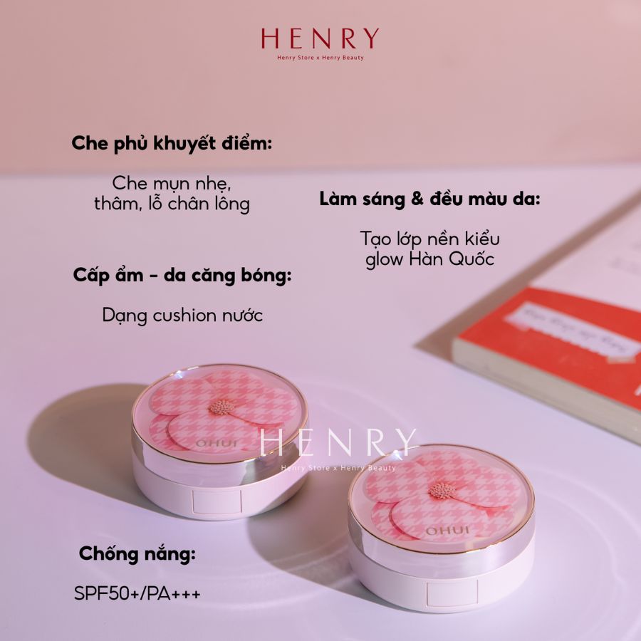 [Tách Set/ Nobox] Phấn Nước Ohui Ultimate Cover Cushion Moisture Flower Limited Edition 2026 Tone Trắng Hồng