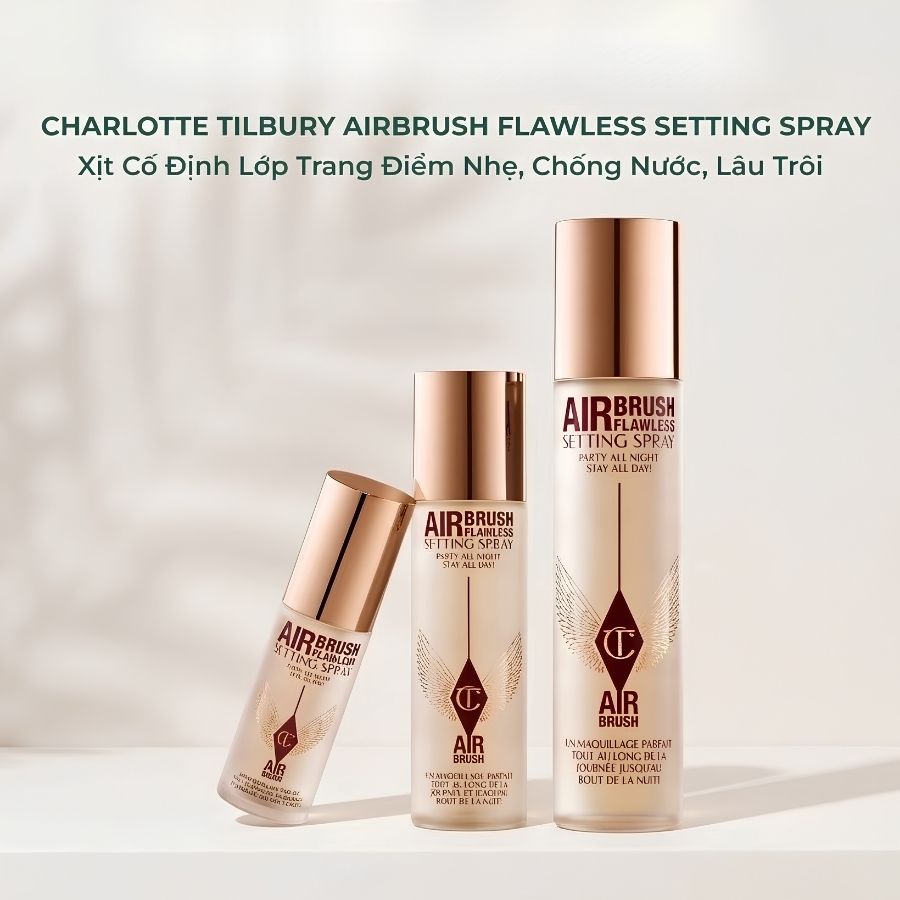 (34ml) Xịt Khóa Nền Charlotte Tilbury Airbrush Flawless – Giữ Nền Mịn Lì, Hạn Chế Xuống Tông