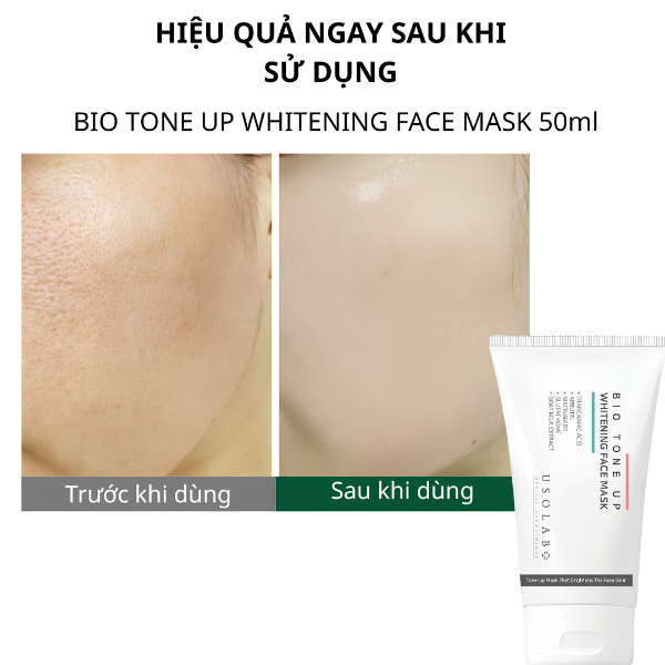 [ Hàng Công Ty] Mặt Nạ Ủ Trắng Usolab Bio Tone Up Whitening Face Mask 50ml – Dưỡng Sáng Đa Tầng, Da Rạng Rỡ Và Căng Mịn