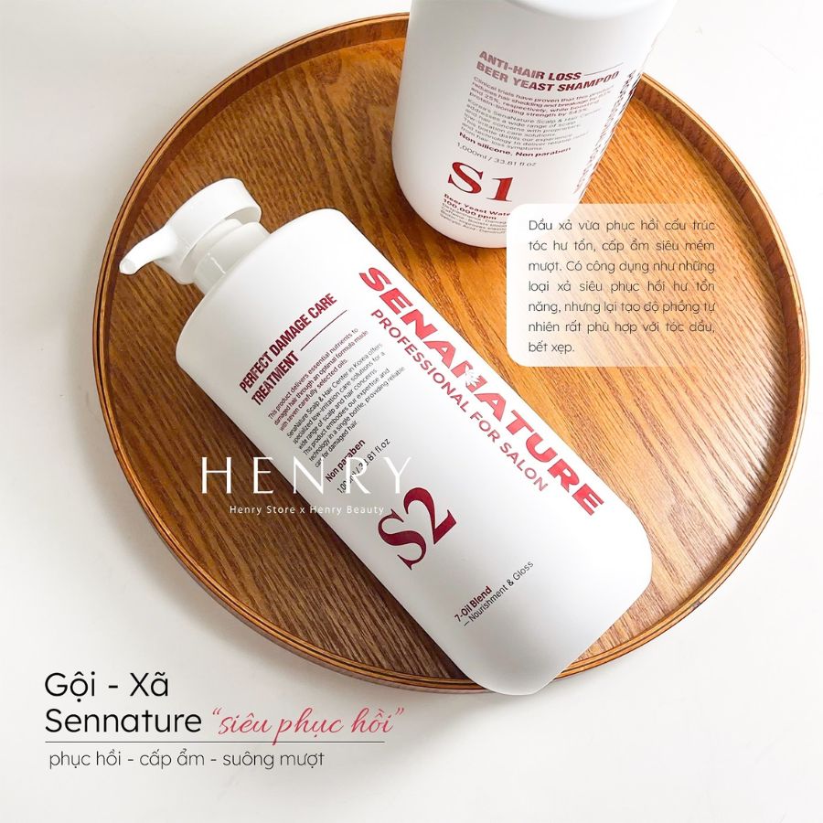 [Tặng Sữa Rửa Mặt Cao Cấp] Combo Gội + Xả Sena Nature 1000ml x 2 Giúp Phục Hồi Tóc Hư Tổn