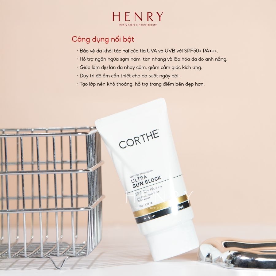 Kem Chống Nắng Corthe Dermo Protection Ultra Sun Block SPF50+ PA+++ 50g – Bảo Vệ Da Toàn Diện, Dịu Nhẹ Cho Mọi Loại Da