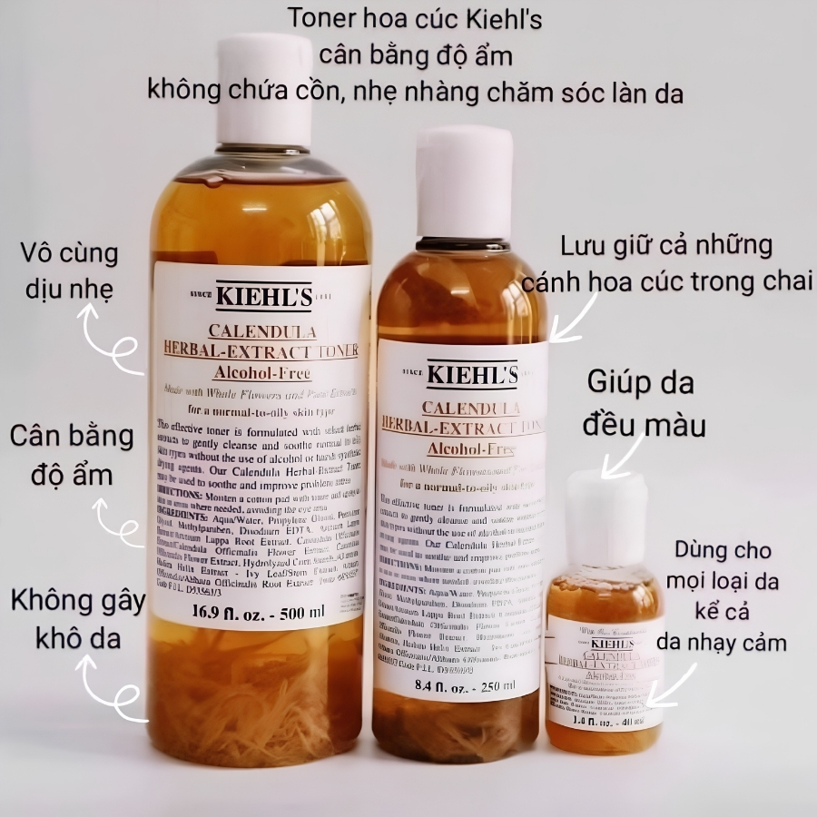 Toner Kiehl’s Calendula Herbal-Extract Alcohol-Free 75ml – Nước Cân Bằng Hoa Cúc Dịu Nhẹ Cho Da