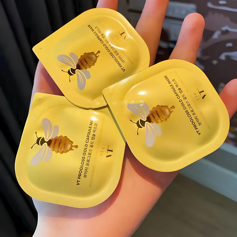 Set 3 Hộp Mặt Nạ Sữa Ong Chúa VT Progloss Gold Capsule Mask (7.5g x 3)