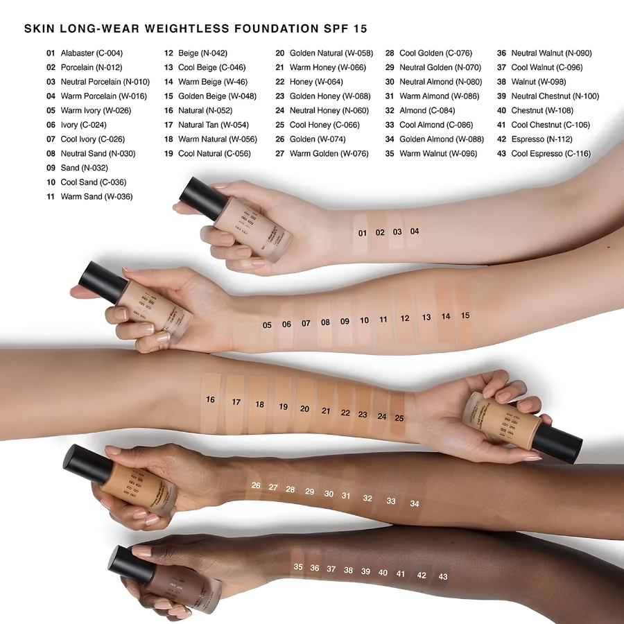 Kem Nền Bobbi Brown Skin Long Wear Weightless Foundation SPF 15 PA++ 30ml #Warm Beige W046 – Kiềm Dầu, Lâu Trôi, Lớp Nền Mỏng Nhẹ