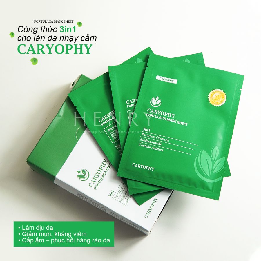 [Hàng Công Ty] Mặt Nạ Miếng Dành Cho Da Dầu Mụn Caryophy Portulaca Mask Sheet