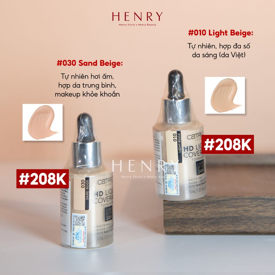 [Hàng Công Ty] Kem Nền Catrice HD Liquid Coverage Foundation 24H Kiềm Dầu & Che Phủ Hoàn Hảo