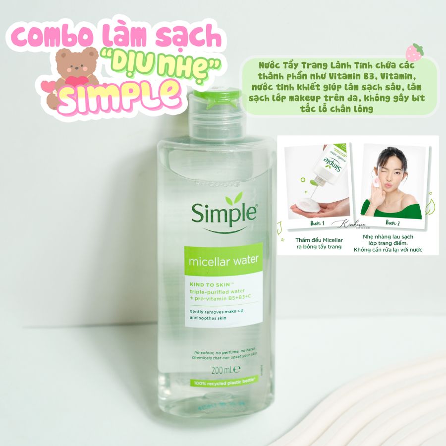 Nước Tẩy Trang Simple Micellar Cleansing Water Chai 200ml