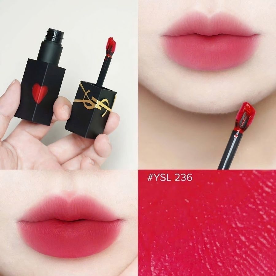 Son Kem YSL The Inks Blur màu 236 5.5ml – Sắc Hồng Đỏ Thời Thượng, Mềm Môi Chuẩn Pháp