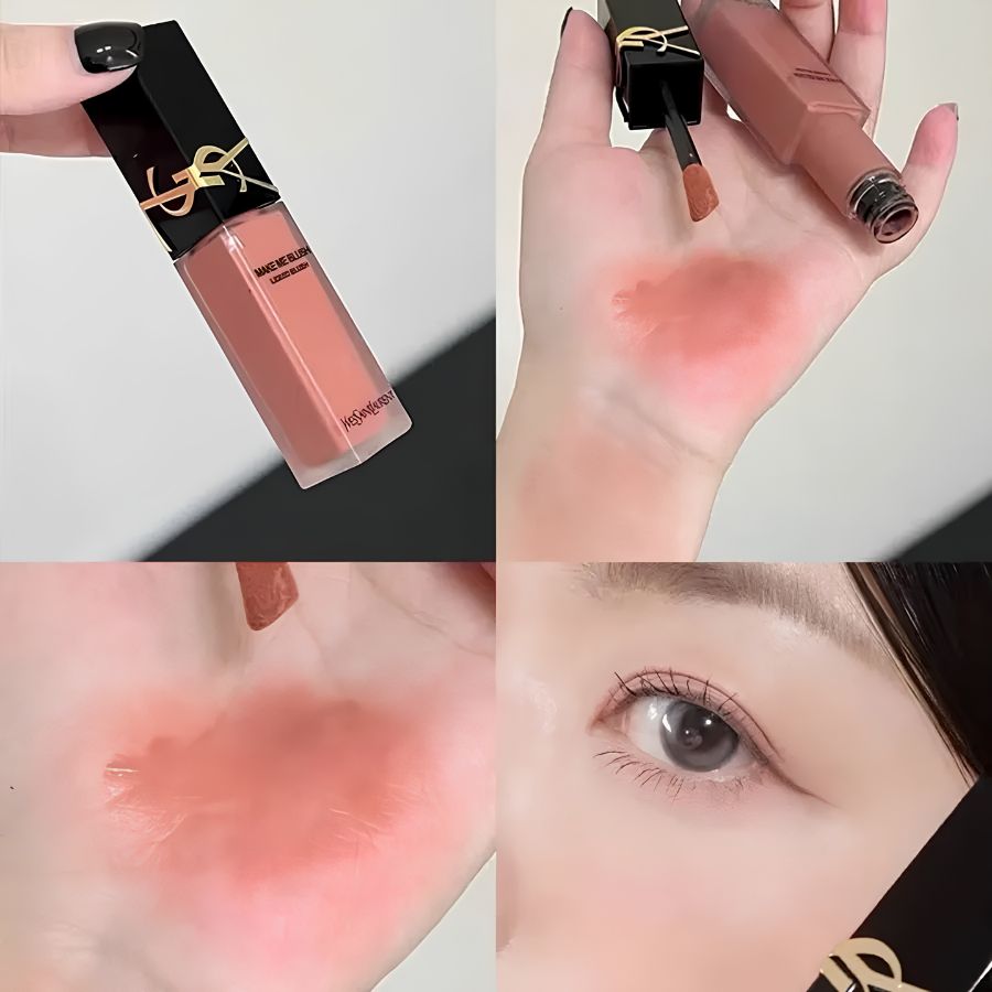 [Fullbox] Phấn Má Hồng Dạng Kem Yves Saint Laurent YSL Make Me Blush Blurring Liquid Blush 37 Peachy Nude Màu Hồng Nude, 15ml
