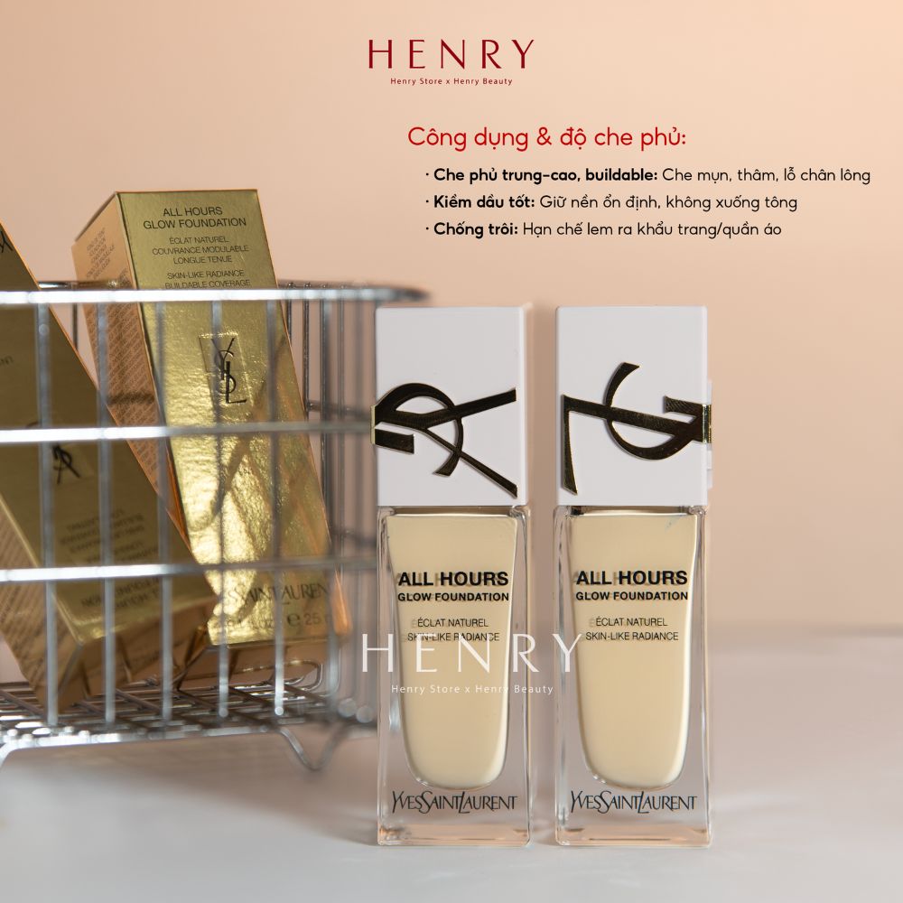 [Fullsize] Kem Nền YSL All Hours Glow Foundation 25ml Hiệu Ứng Căng Bóng, Rạng Rỡ Suốt 24H