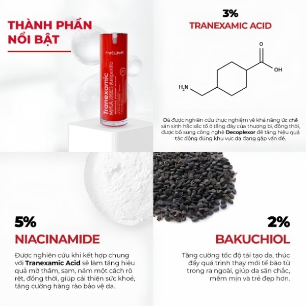 Serum Angel's Liquid Tranexamic Mela Zero Ampoule 30ml – Hỗ Trợ Làm Mờ Đốm Nâu, Dưỡng Sáng & Đều Màu Da