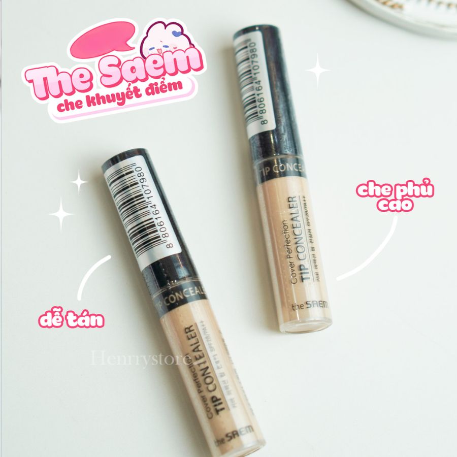 Kem Che Khuyết Điểm The Saem Cover Perfection Tip Concealer Màu Peach Beige