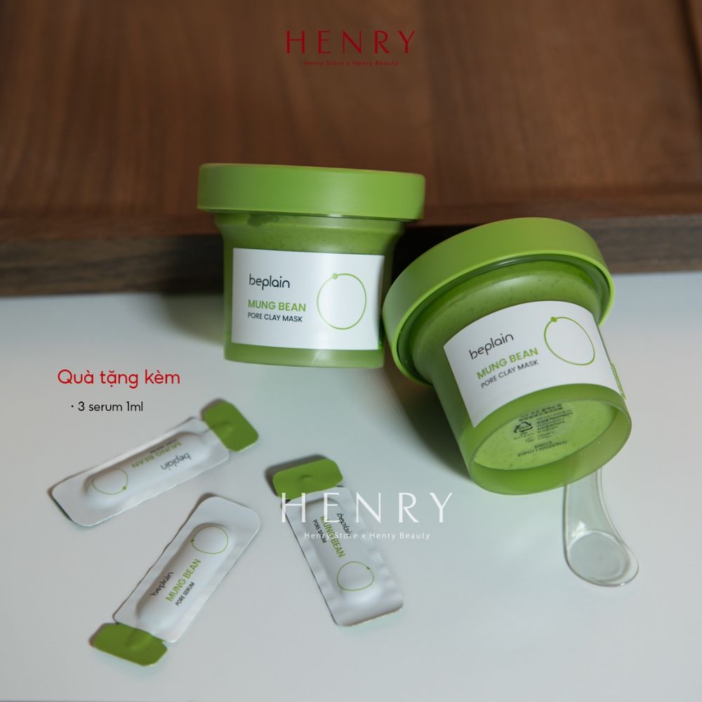 Mặt Nạ Đất Sét Đậu Xanh Beplain Mung Bean Pore Clay Mask 120ml + Tặng Kèm 3 Serum Đậu Xanh (1ml x 3)