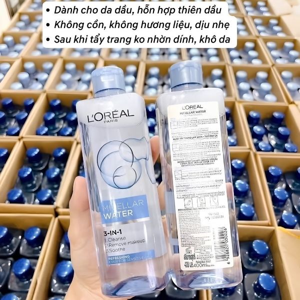 [Hàng Công Ty] Nước Tẩy Trang L'Oréal Micellar Water Refreshing 400ml – Làm Sạch Sâu, Dịu Nhẹ Cho Da Dầu & Da Nhạy Cảm